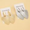 Advanced Metal Textured Leaf  Pendant Big Earrings Women's Exaggerated Fashion Party Zircon Gold Color Geometry Drop Earring