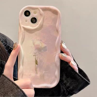 Applicable To Apple 15promax Mobile Phone Case IPhone 14  13 Gradient Oil Painting Rose Silicone Soft Shell