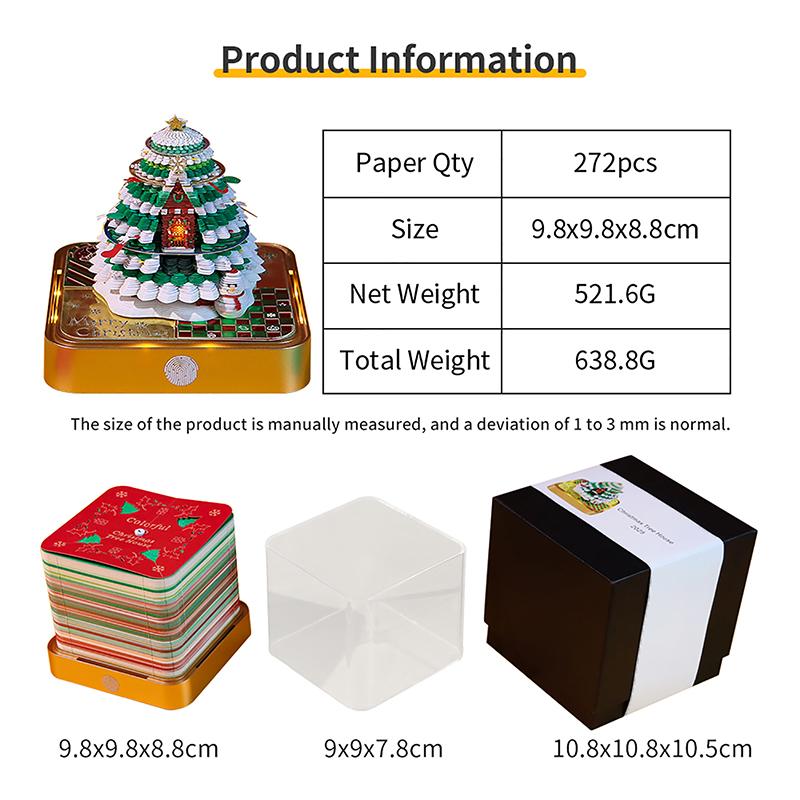 Juletre Bordkalender Med LED-lys 2025 Kalender Notatblokk Kreativ Bordkalender DIY Notater Notisblokk 3D Kunstkalender