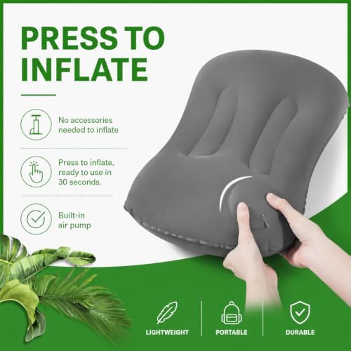 UWJOWP Inflatable Neck Pillow 2-Pack Travel Pillow for Airplane Train Camping Gray+Navy 34x22cm