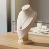 Human Bust Necklace Stand Round Base Wooden Display Vertical Support Jewelry Mannequin