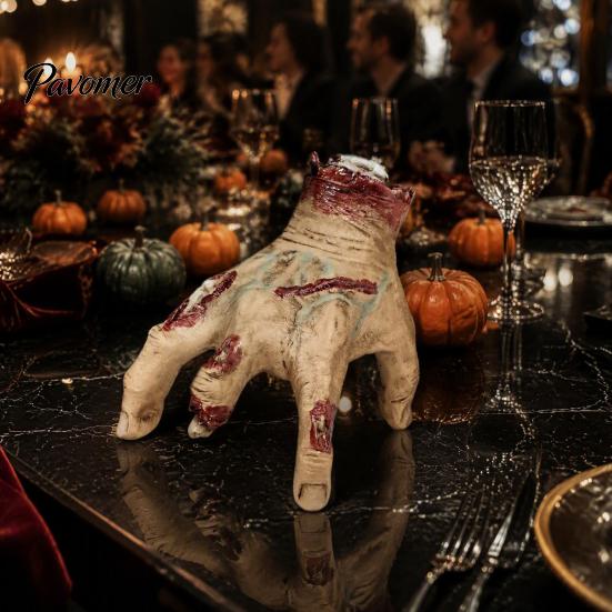Walking Zombie Decorations Halloween Crawling Hand Prop, Sound Activated Moving for Haunted House, Spooky Party Decor, Interactive Prank Gift