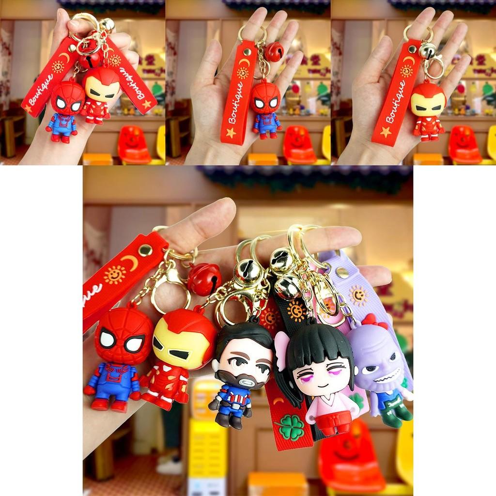 Adorable Marvel Cartoon Spiderman Couple Keychain Rubber Key Accessories