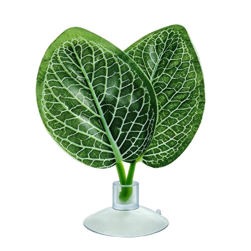 Reptiles Clear Suction Cup Artificial Plant Accent, Colorful Plastic Habitat Display Accessory for Enclosure Styling Use