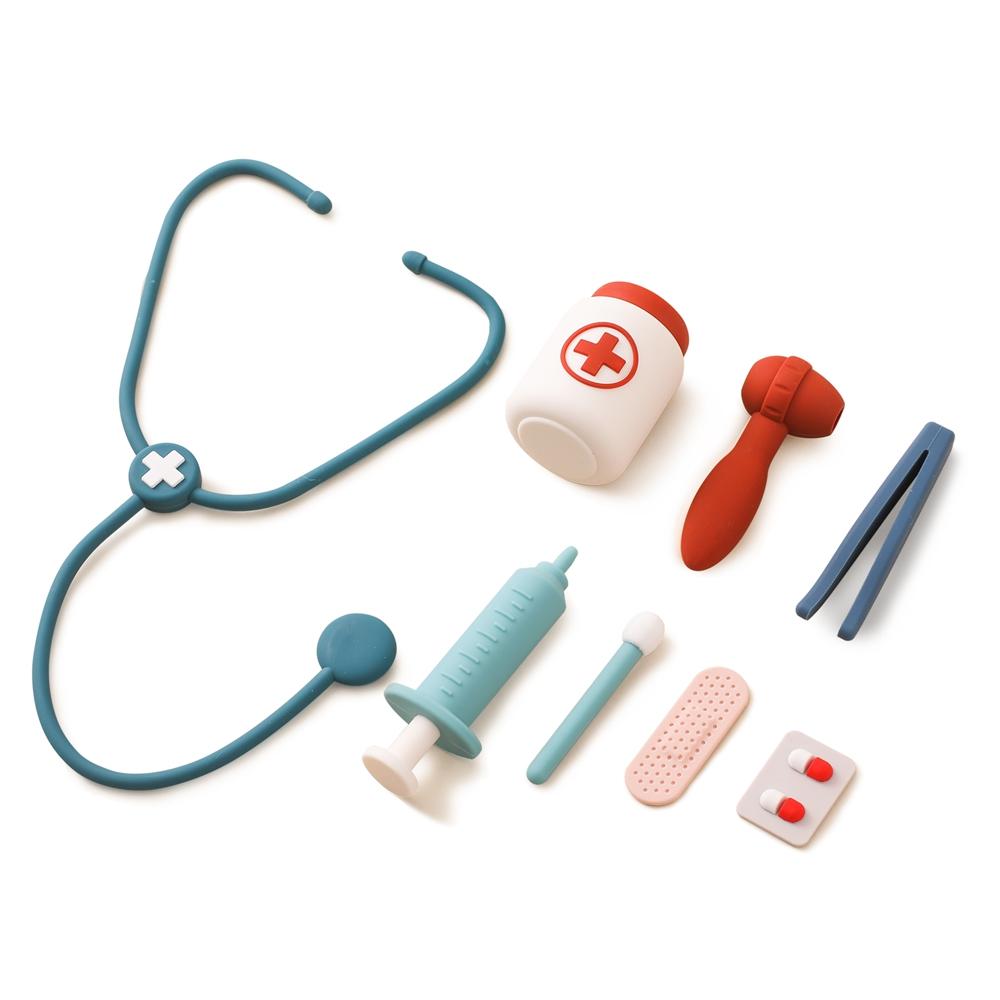 Montessori Doctor Toys Kids Pretend Silicone Play House Toys Toddler Silicone Medical Set Toys Children Nurse Games Toys Set