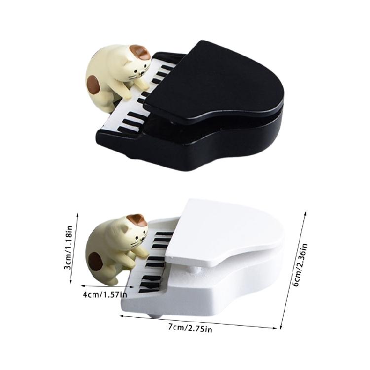 Mini Cats Pianist Sculptures Set 2Pcs Cats and Piano Miniature Models Ornaments for Car Dashboards and Office Decors