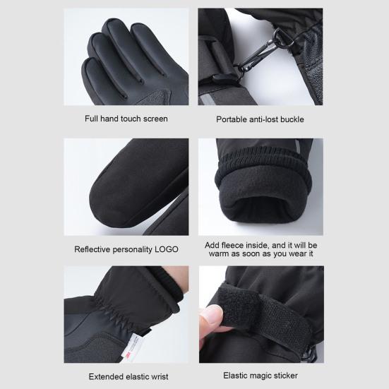 Mănuși de schi de iarnă Mănuși termice rezistente la apă cu ecran tactil Mănuși calde, rezistente la vânt, vreme rece