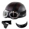 Motorcycle Leather Helmet Retro Personalized Summer Helmet Four Seasons Fashion Half Helmet Windproof Gift Mirror