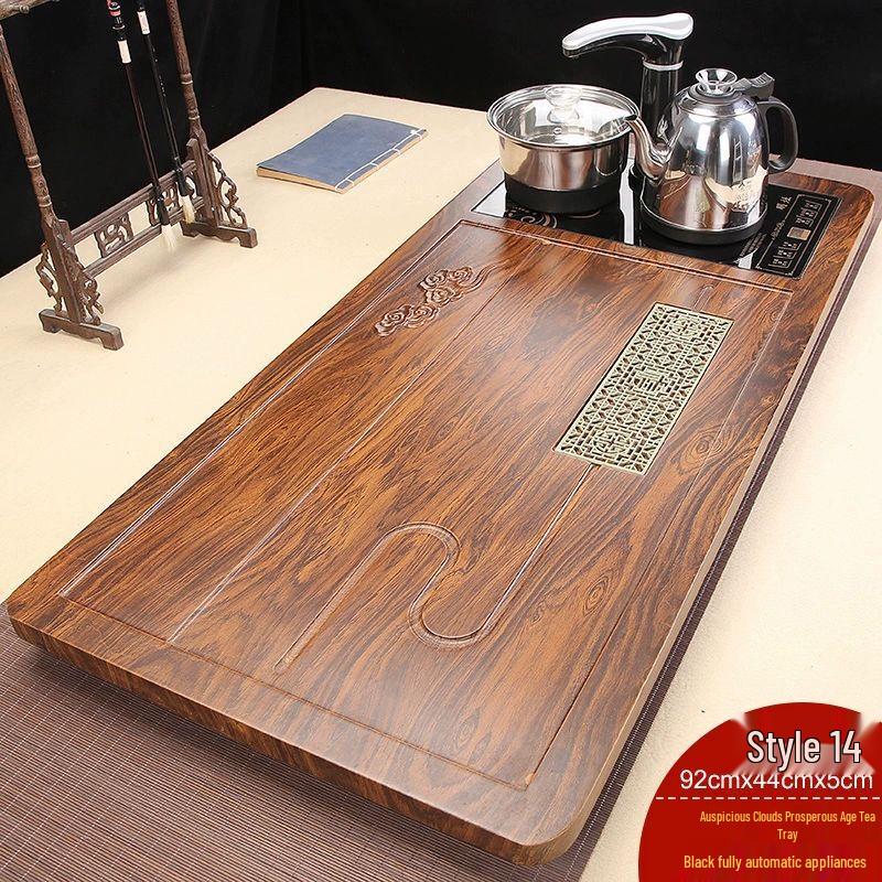 Solid Wood Tea Tray with Automatic Kung Fu Tea Set