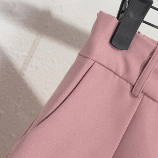 Women Shorts Elastic High Waist Button Zipper Fly Summer Suit Shorts with Pockets Solid Color