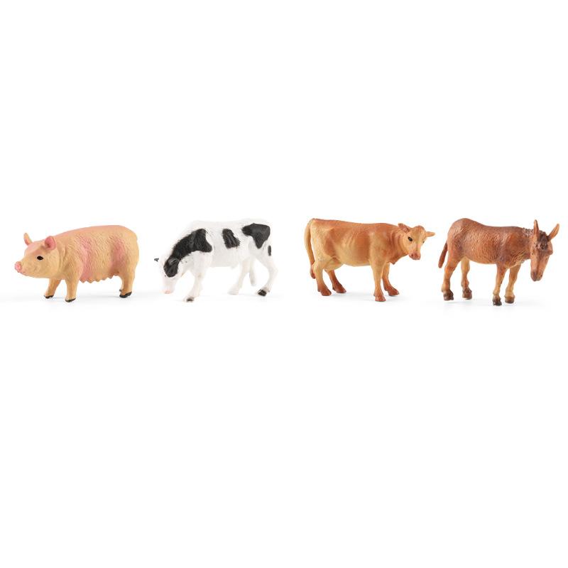 12pcs/set Mini Simulated Poultry Animals Set Model Pig Horse Cow Dog Duck Sheep Home Decor Toys For Children Christmas Gifts