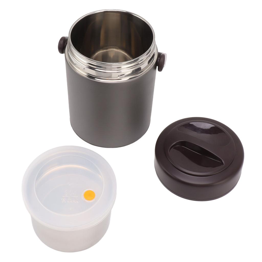 2L Dark Gray Insulated Food Container Multi Layer Stainless Steel Large Capacity Insulation Vacuum Food Jar