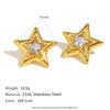 E.B.belle Women's Fashion Party Clear Zircon Star Stud Earrings 18K Gold Plated 316L Stainless Steel Statement Ear Jewelry