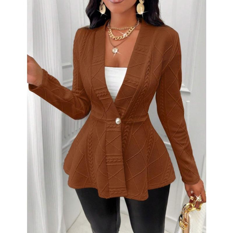 Autumn Winter Fashion Long Sleeved Women's Jacquard Jackets Thickened New Elegant V Neck Casual Simple Slim Fit Coats Female Streetwear Shirt Clothing