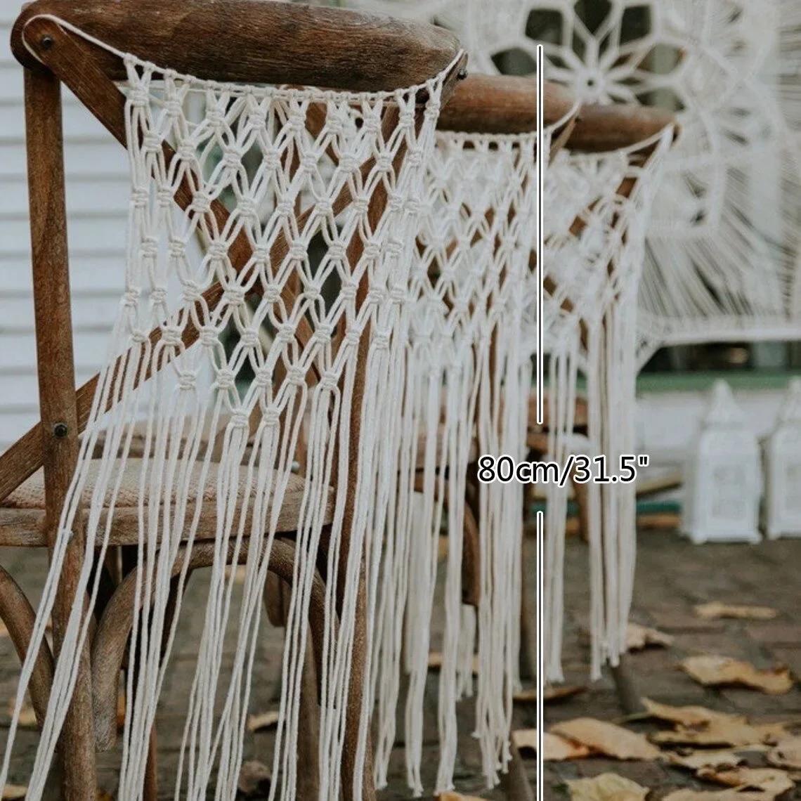 Boho Macrame Chair Back Cover - Wedding Decoration for Bride Grooms Chairs Also Great as Bohemian Wall Garland in Nursery 2289₽