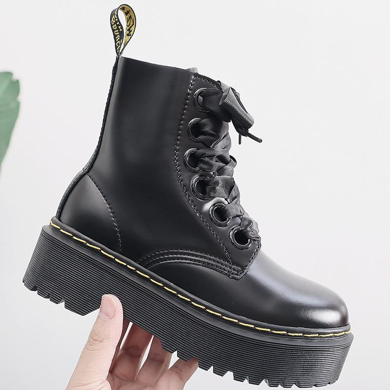 Bodenloch Martin Stiefel Damen und Damen Kurzstiefel Muffin Schnürstiefel Lokomotive Werkzeugstiefel