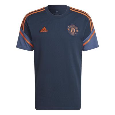 Manchester United 22/23 Pruhovaný svetr Pohodlné krátkorukávové fotbalové tričko Pánské topy Námořnicky modré HH9337