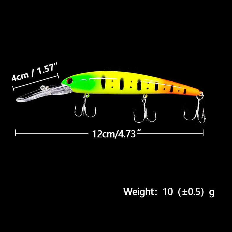 Fish Hook Bait 10g Deep Diving Large Minnow Wobbler Lure Artificial Hard Bait Crankbait Bass Pike Walleye Perch Fishing Gear