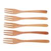 5PCS Wooden Forks Set 7.5 Inch 3 Prong Reusable Japanese Salad Dinner Forks Wood Flatware for Eating Stirring