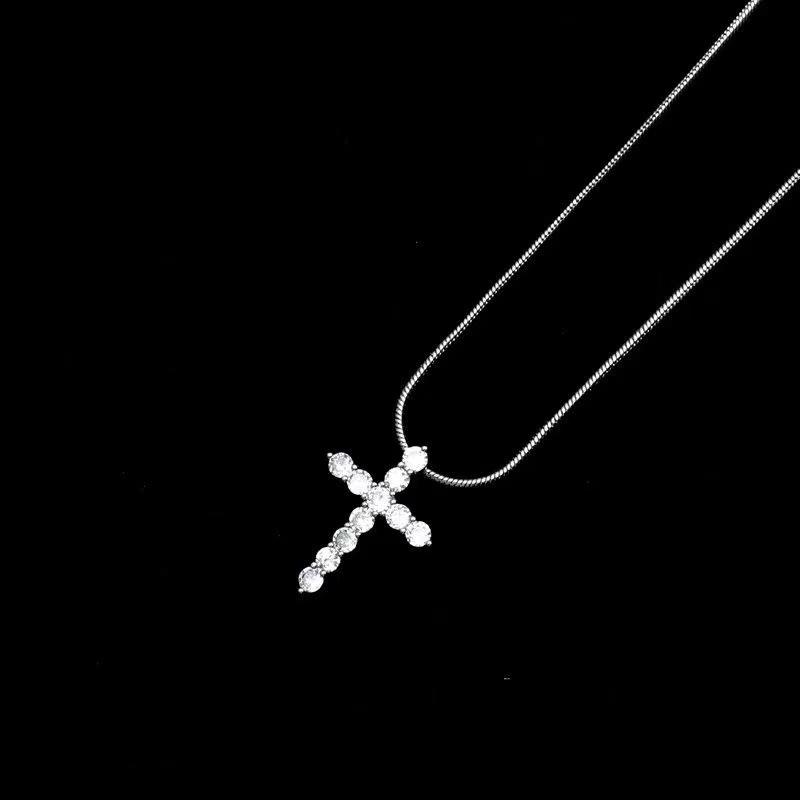 Collane Pendenti a Catena con Croce di Zircone per Donne Gioielli Vintage per Matrimonio Accessori Gioielleria