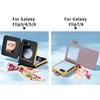 Galwanizowana skórzana obudowa PU na telefon Galaxy Z Flip 8 Flip 7/6/5/4/3 z paskiem na nadgarstek, wstążką, lusterkiem do makijażu dla kobiet