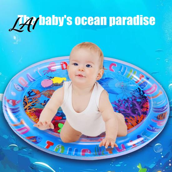 Stable Tummy Time Floor Mat Inflatable Splash Pad for Toddlers Thickened PVC Outdoor Water Sprinkler Play Soft Textured Babies Safe Sensory