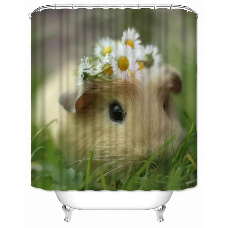 Custom High Quality Guinea Pig Shower Curtain Waterproof Bathroom Polyester Fabric Bathroom Curtain
