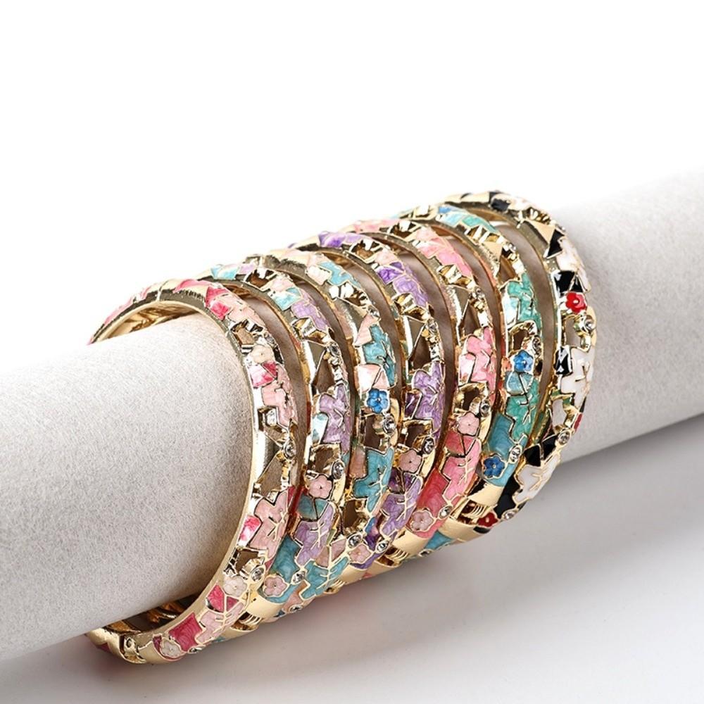 Pulsera de Flores de Colores Esmalte Pulsera de Mano para Mujer Artesanía Pulsera Vintage Cloisonné Niñas