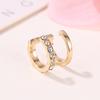 1Pc Women Rhinestone Double Layer Ear Cuff Clip On Earring Non Piercing Jewelry