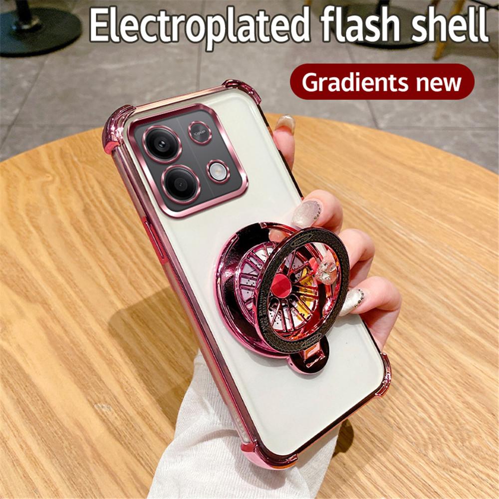 Shockproof Phone Case For Xiaomi Redmi Note 14 Pro Plus 14C 4G 5G 14T POCO X7 Pro Rotate Gyroscope Stand Gradient Glitter Cover
