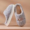 Hello embroidered plush cotton slippers indoor thickened warm cotton mop non-slip home slippers winter