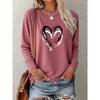Women's Black and White Graffiti Style Heart Print One-piece Casual Long-sleeved Elegant Summer Top Fashionable and Cute T Vintage Loose-fitting