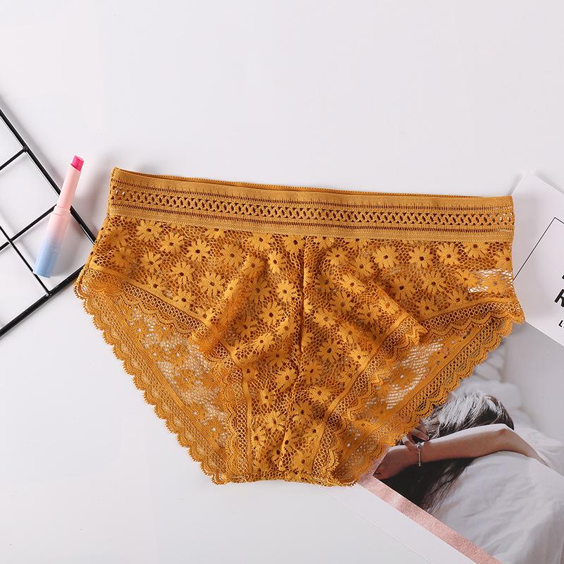 

Европейские и американские сексуальные женские трусики средней посадки из прозрачного кружева «Дейзи» - Дышащая хлопковая ластовица, Дизайн с вырезами One Size