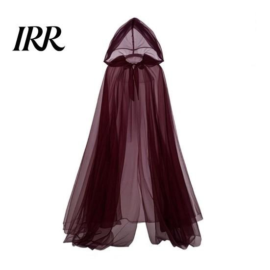 Hooded Mesh Cloak for Adults, 2 Layer Sheer Tulle Cape, Halloween Gothic Witch Queen Cosplay Costume Renaissance Accessories Grim Reaper