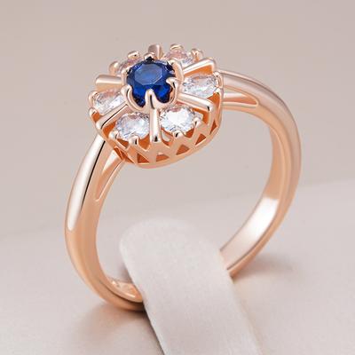 Kienl  Shiny Blue Natural Zircon Flower Ring For Women Trend  Rose Gold Color Accessories High Quality Daily Jewelry