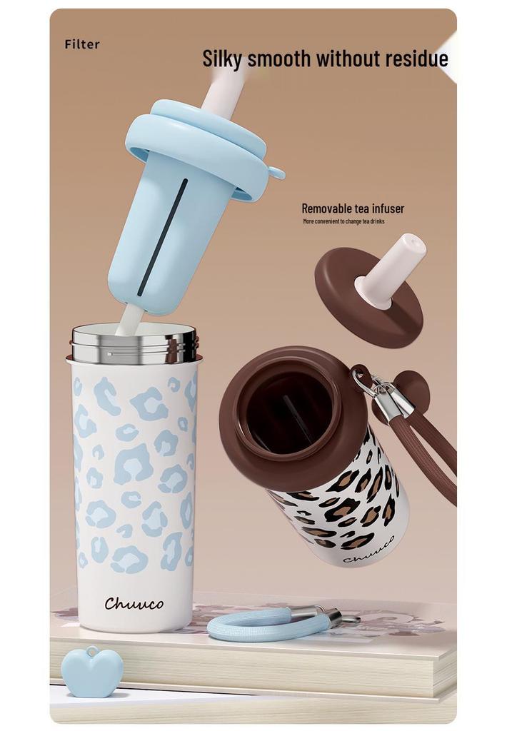 Ceramic Liner Thermos Cup - 316 Stainless Steel, Large Capacity, Straw Included, Customizable, High Appearance Design