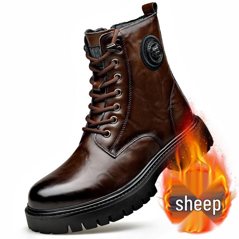 Herren Echtleder Martin Stiefel - Herbst/Winter 2025, Britischer Stil, Wollfutter, Einteiliges Rindsleder