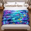 Fish Ocean Theme Soft Blanket Personalized Custom Name Text Print Warm Blanket Home Sofa Bedroom Decor