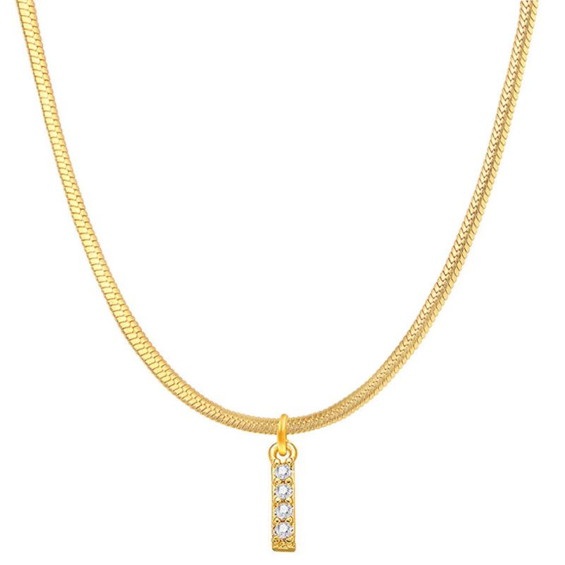Letter Pendant Necklace in Wind Snake Bone Clavicle Chain Titanium Steel Necklace Zircon Pendant Necklace