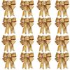 HHO-40PCS Christmas Tree Decoration Bows Ribbon Gold 25 X 21Cm Xmas Ornaments