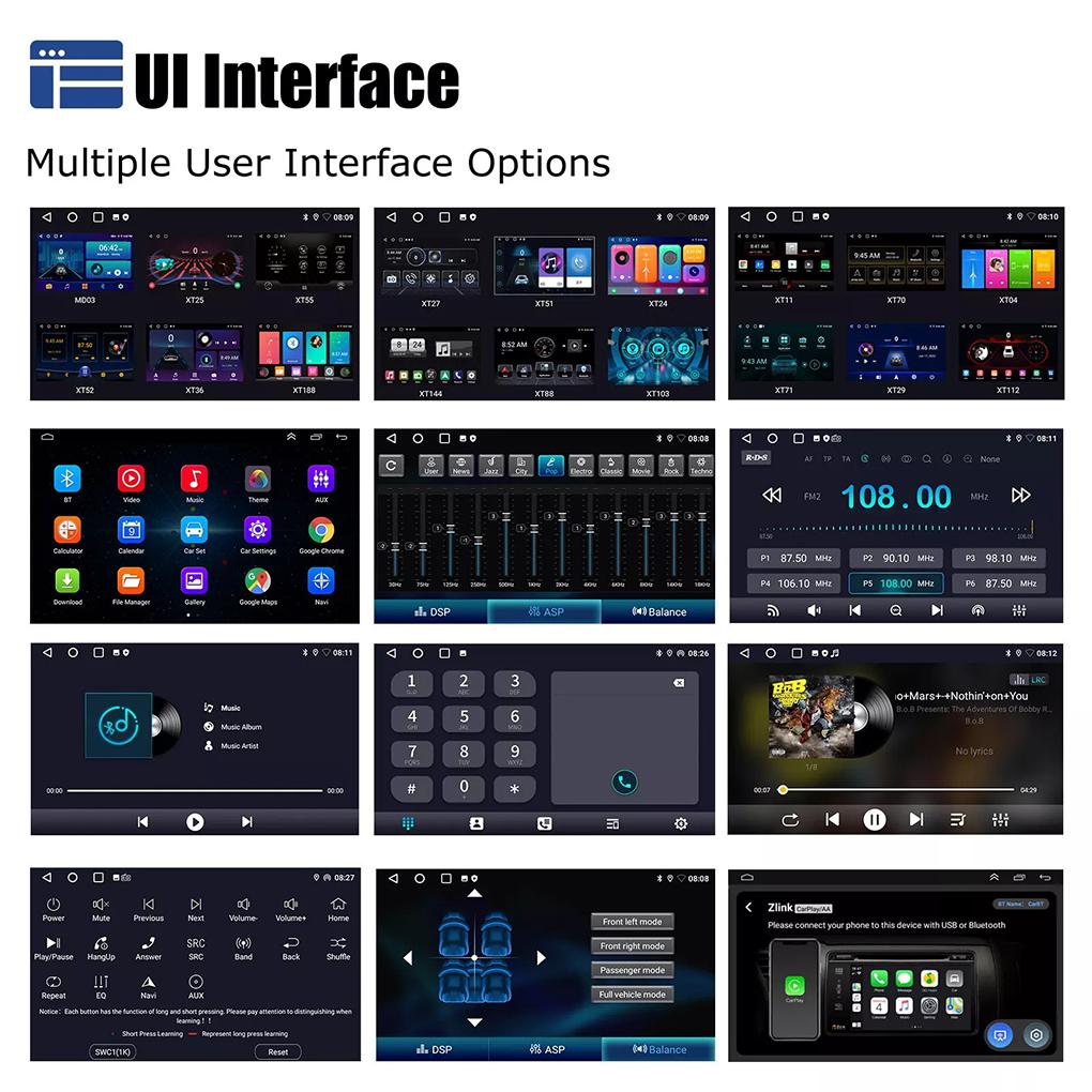 Black Bluetooth Android Auto ID3tag And RDS Satellite Radio Android Radio Sat Nav Compatible WMA