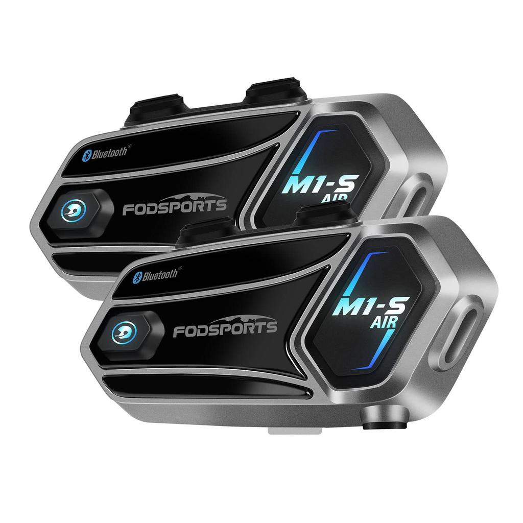 FODSPORTS Motorsykkel Intercom Air 20 timer kontinuerlig automatisk tilkobling bred musikklydkvalitet gjenværende strøm universelt Bluetooth-headset for