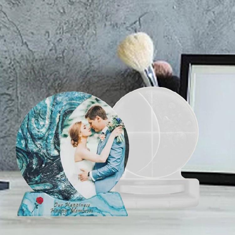 Epoxy Moon Photo Frame Ornaments Silicone Mold with Base for Jewelry Making