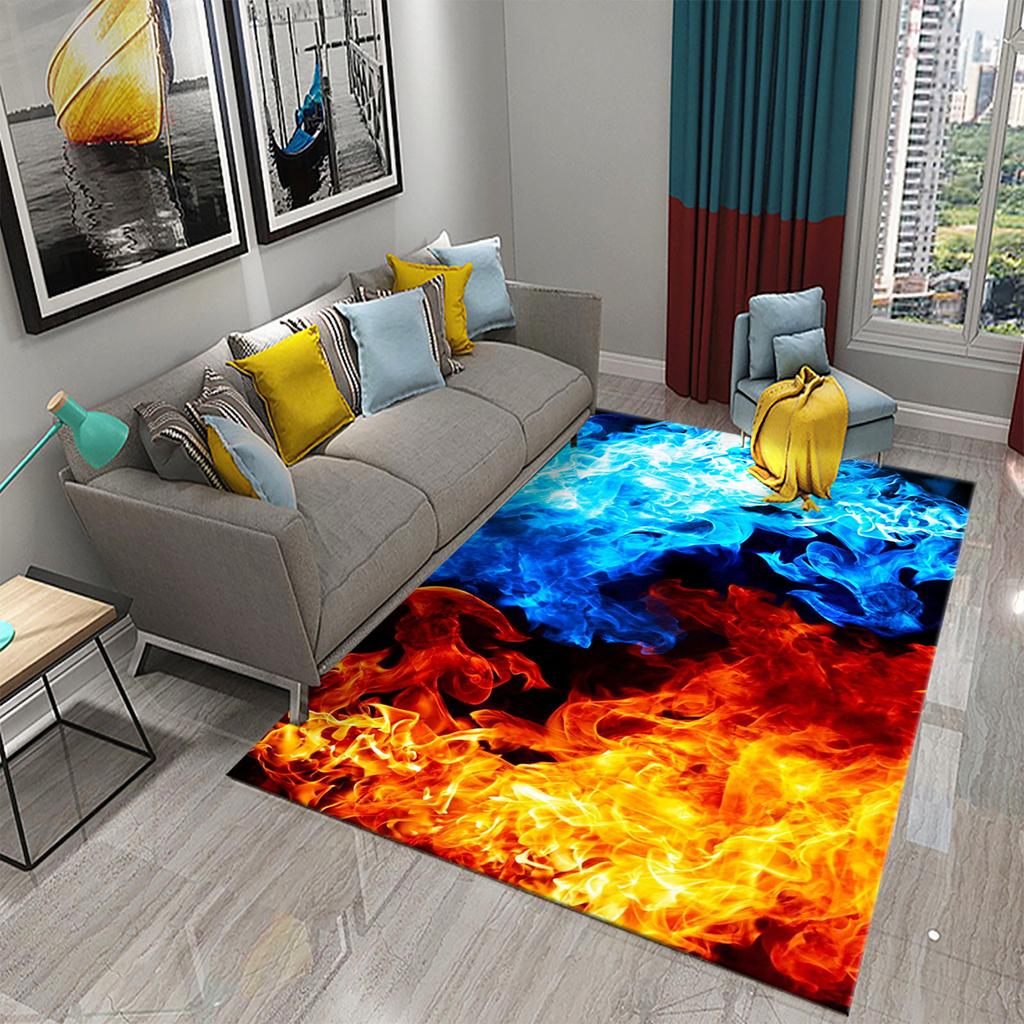 Household large-area carpet teenager boy bedroom living room non-slip floor mat ice and fire theme carpet Tai Chi carpet