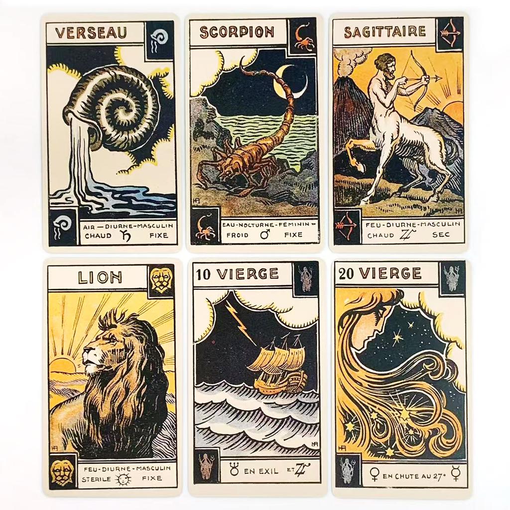 Vintage Zodiac Orakel Ein Kartendeck mit 48 Karten Klassisches Divinations-Meditations-Kartenspiel, Party-Spielkartenspiel Halloween- und Weihnachtsspiel