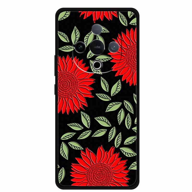 For Vivo Y300 5G Case 3D Emboss Flower Black Silicone Soft Back Cover Case For Vivo Y300C 2025 Phone Case 6.77" Coque Shell Para