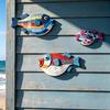 3D Layered Wood Carving 3Pcs Wooden Fish Wall Art, Nautical Hanging Ornaments, Rustic Ocean Style Punch Free Sculpture, Coastal Decorations for Beach