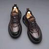 Men's Luxury Cowhide Dad Shoes with Thick Sole - Autumn/Winter Fashion Sports Sneakers