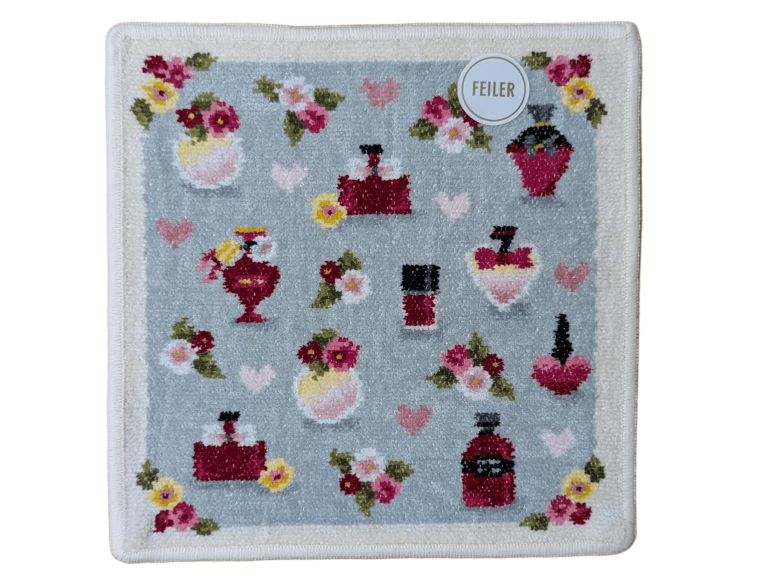 FEILER Fragrance Rose Gray 25cm x 25cm Handkerchief,