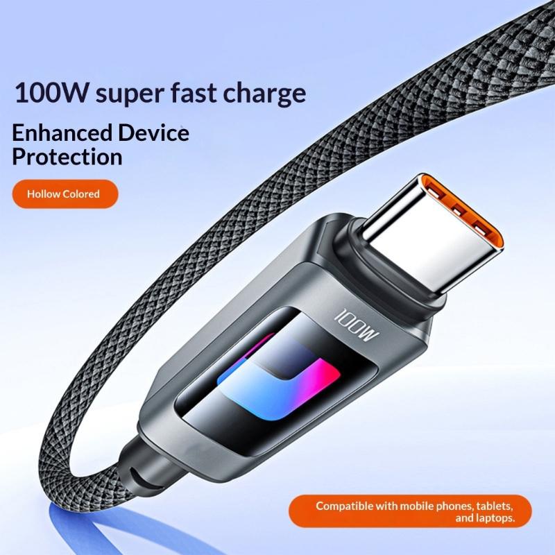 100W Super Fast Charging Type C Data Cable Aluminum Alloy for Rapid Device Power and Use in Daily Life